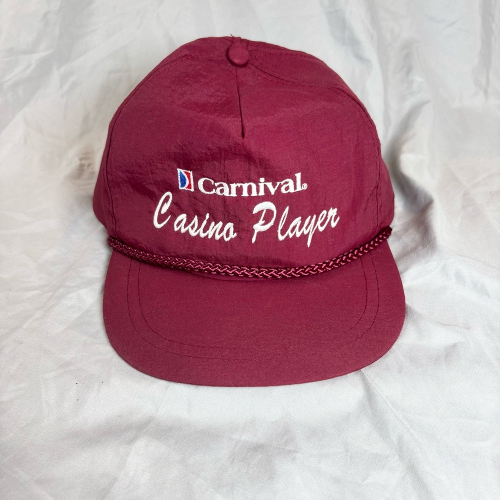 Vintage Carnival Cruise Lines Casino Player Gambling‎ SnapBack Hat Poker 80s